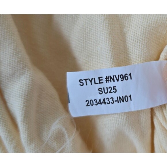 Madewell Boatneck Bubble Hem Tee Women Yellow Cotton Linen Large Top Shirred - Picture 9 of 10